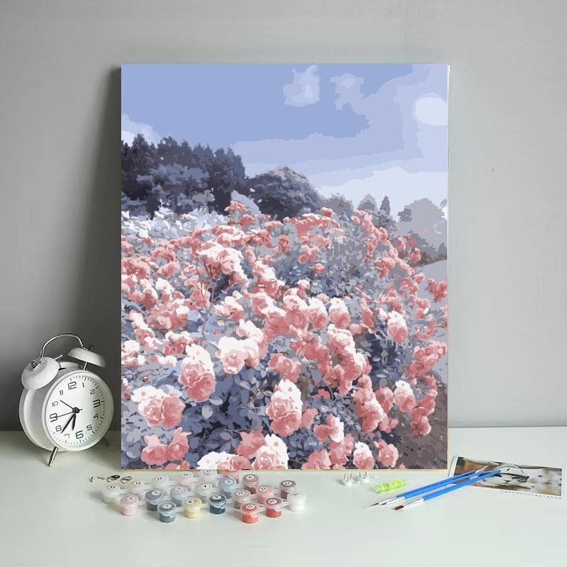 Pink flowers in offwhite background