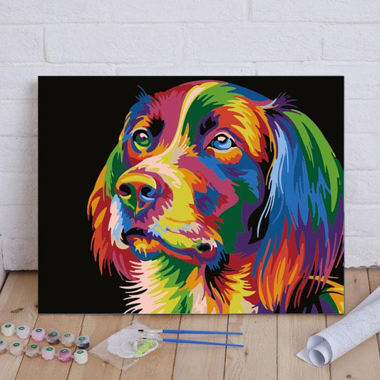 A iridescent dog