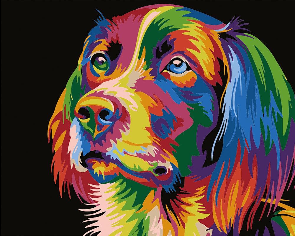 A iridescent dog