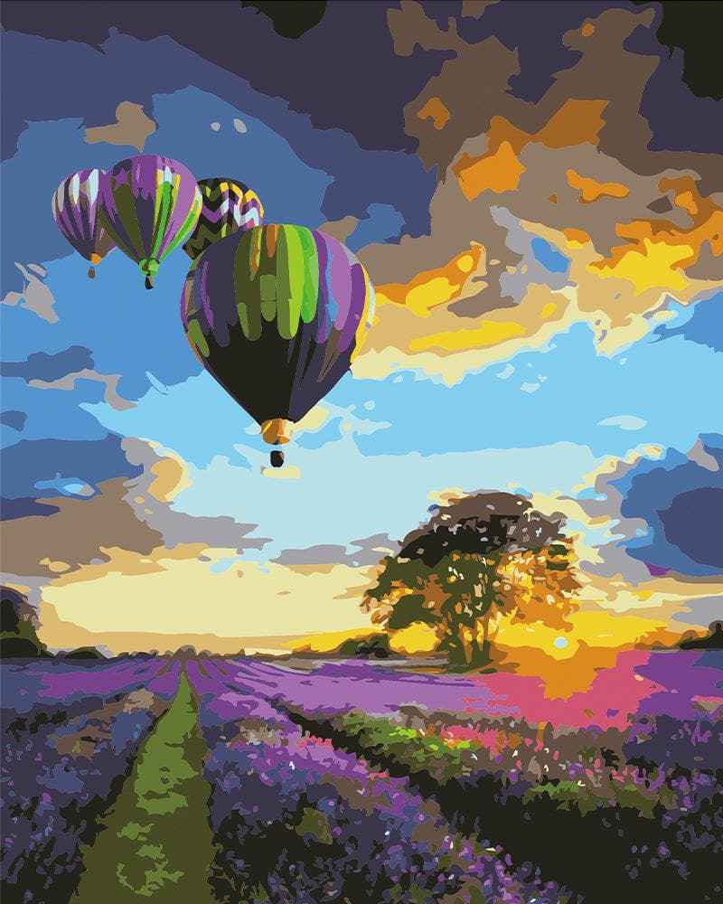 Colorful flowerfield&ballons