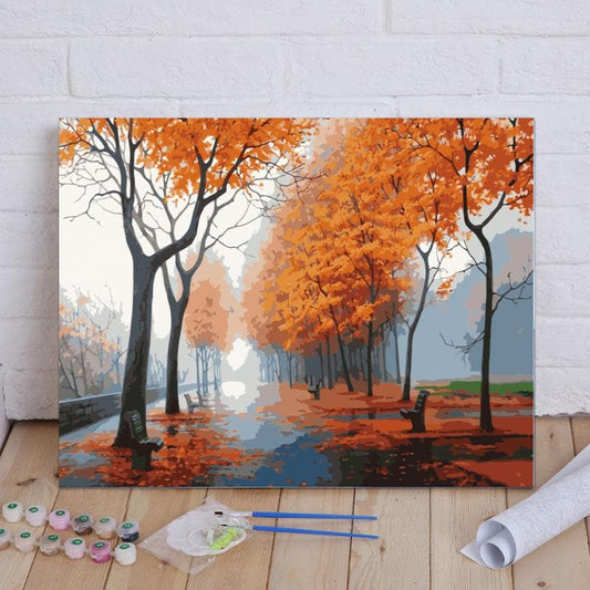 Footpath with fallen leaves