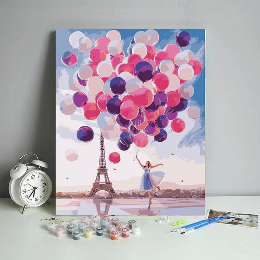 The Eiffel Tower with ballons