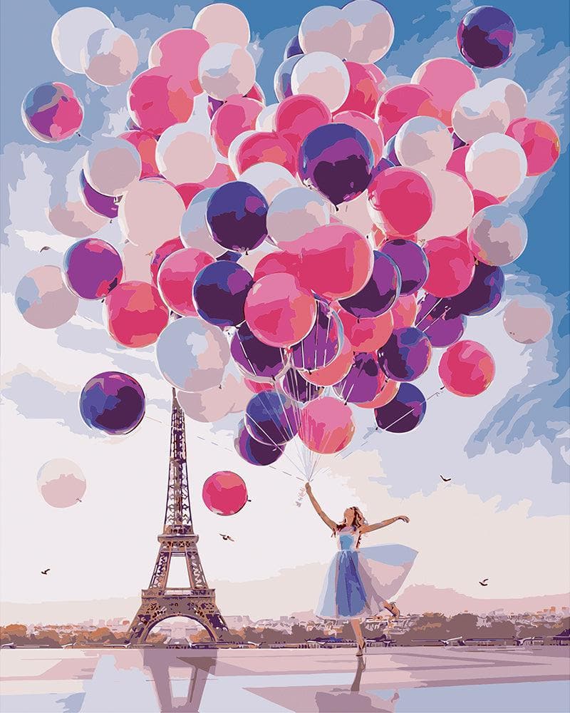 The Eiffel Tower with ballons