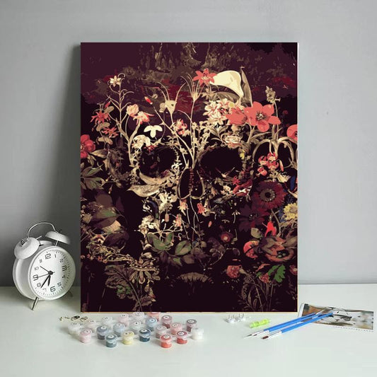 Abstract skull made by flowers