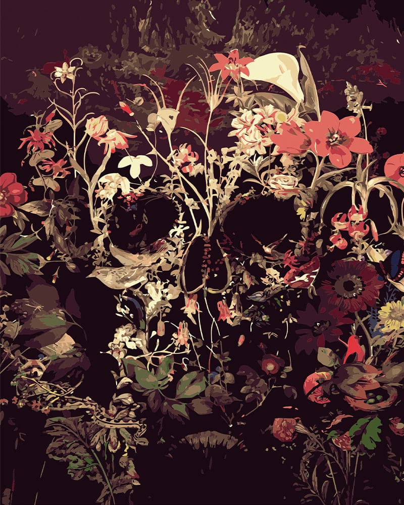 Abstract skull made by flowers