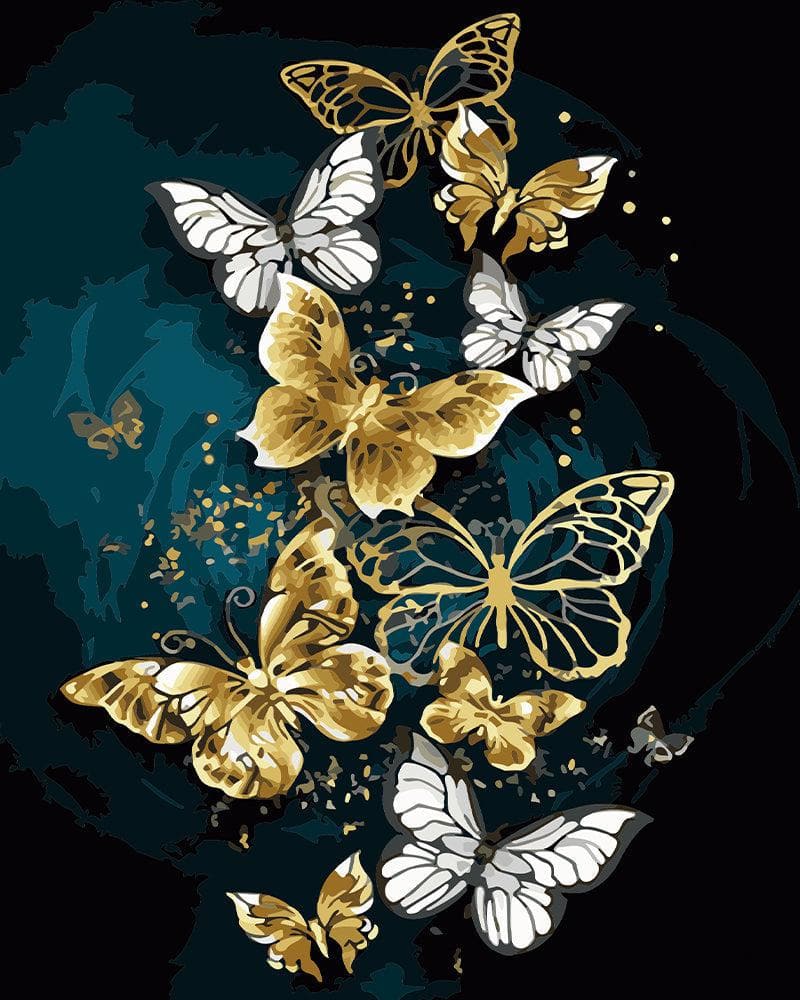 Gold&white butterflies