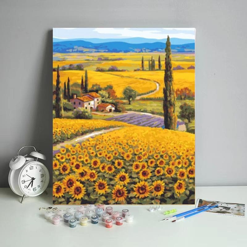 Wide sunflowers field